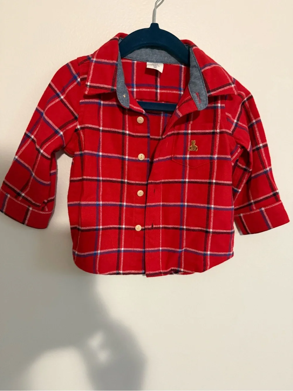 GAP Red Plaid Button-Down Shirt with Navy Trim -Never Worn